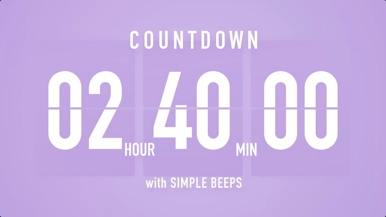 2 Hour 40 Minute Countdown Timer ⏳ Flip Clock with Bell Alerts 💜🔔