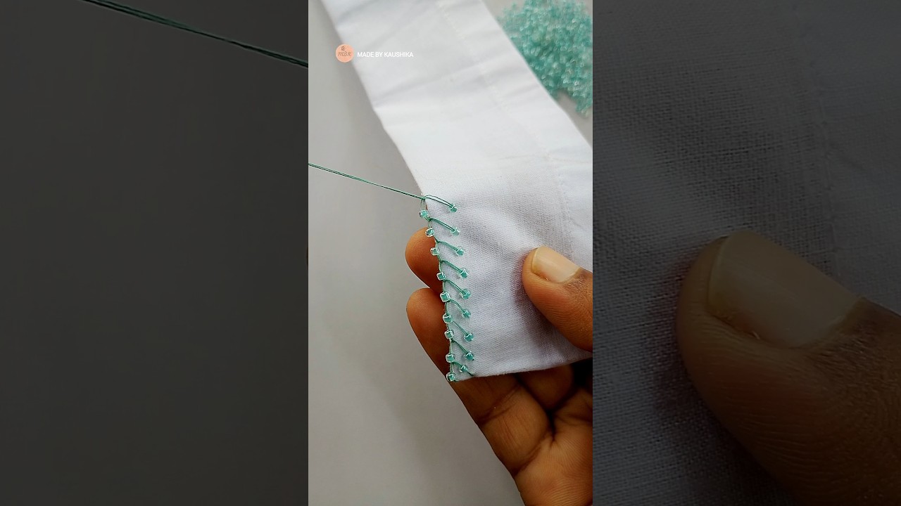 🌸 Handmade Border Embroidery with Beads | Easy & Beautiful Design ✨ 