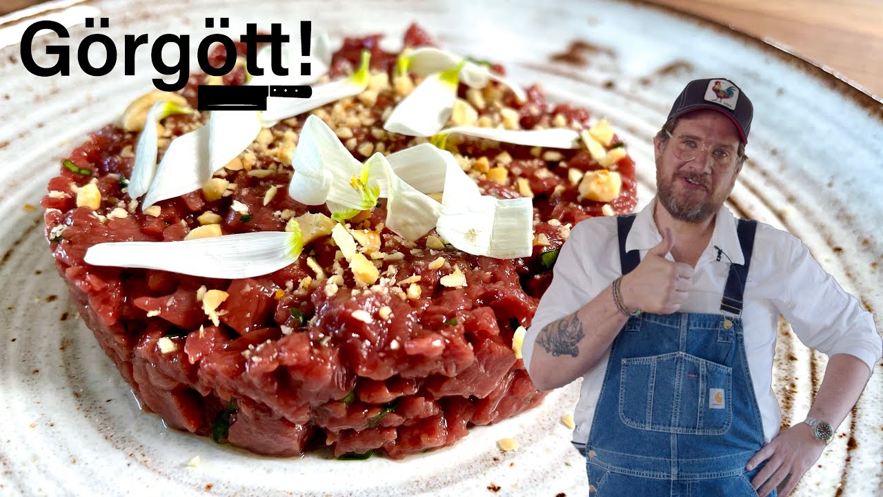 Beef ❤️ Heart Tartare with Ramsons (wild garlic) cheap & yummy