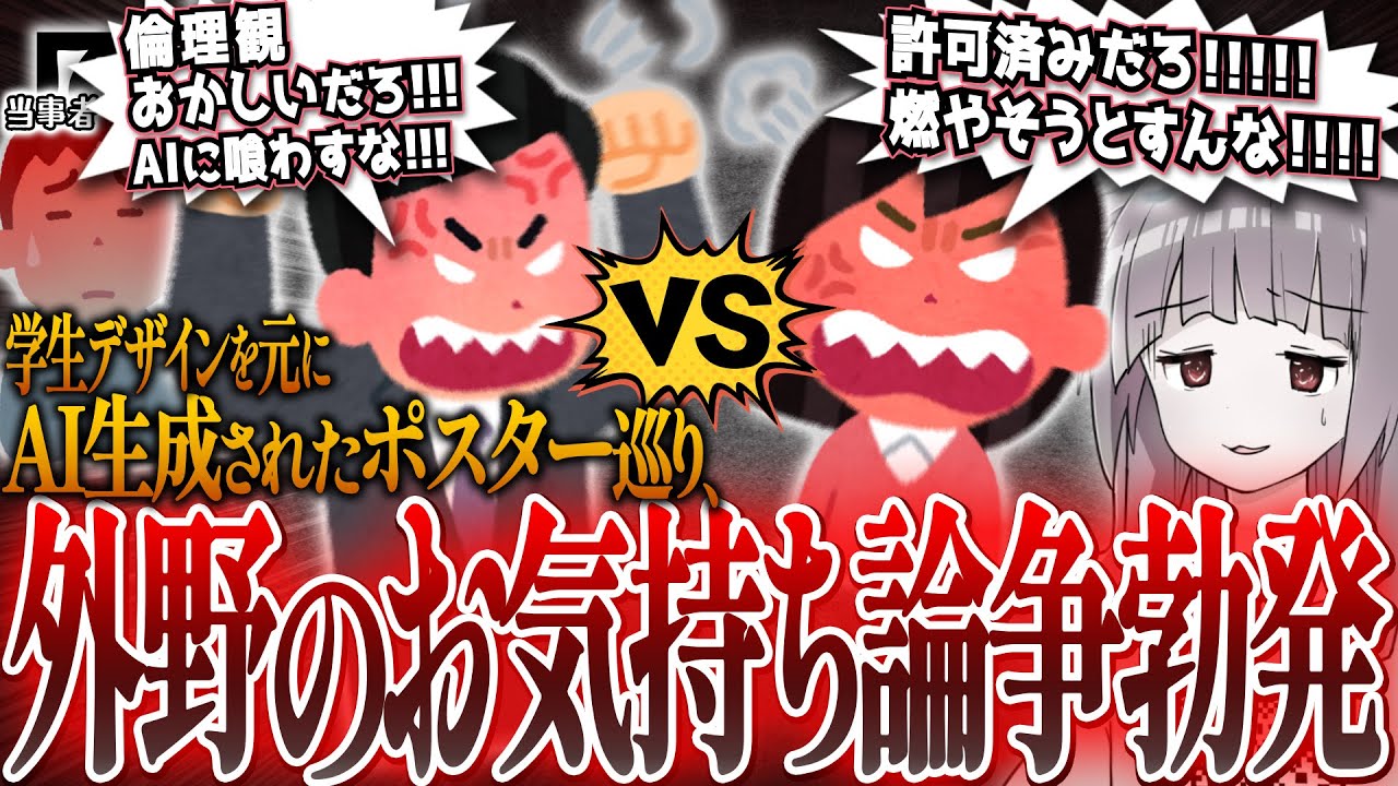 【悲報】学生のデザインを元にAI生成されたPRポスターを巡り、当事者不在の状態で大論争に発展してしまう…