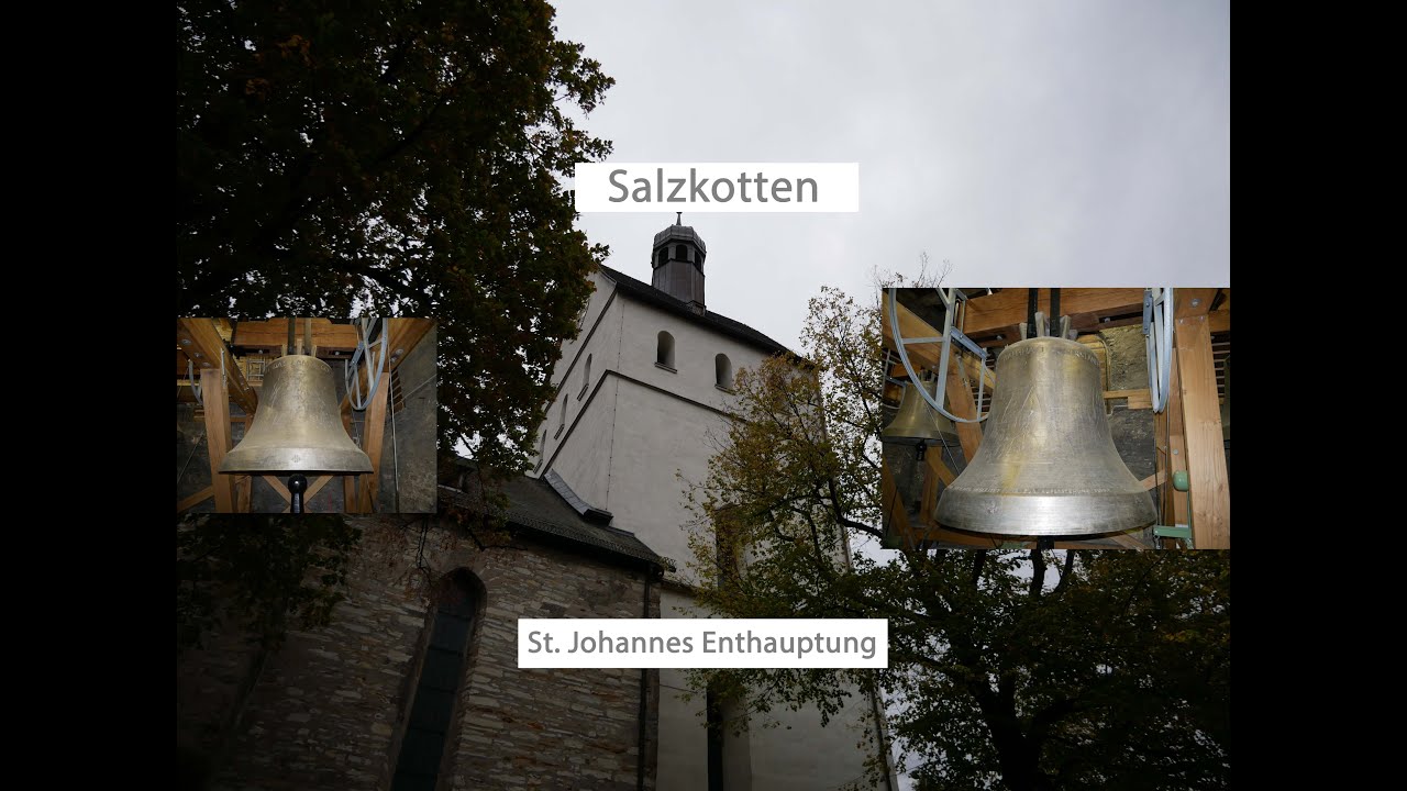Salzkotten [D.-PB] - Glocken der kath. Kirche St. Johannes, Geläutepräsentation (Turmaufnahme)