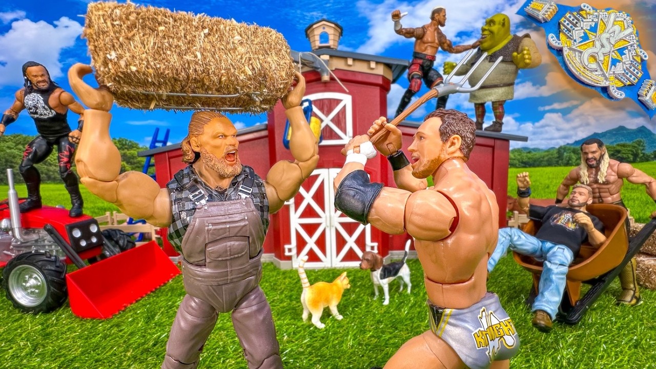 Brock Lesnar's BARNYARD Open Challenge! WWE Action Figure Match