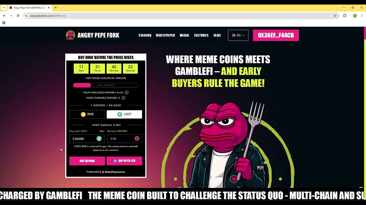 How To Buy Angry Pepe Fork (APORK) Token with USDT on BNB Chain | Full Desktop Tutorial
