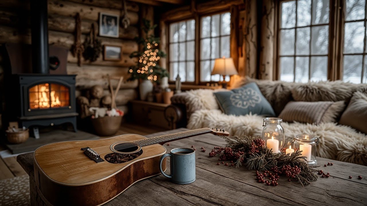 Cozy Winter Guitar Music | Warm Acoustic Sounds for Peaceful Snowfall