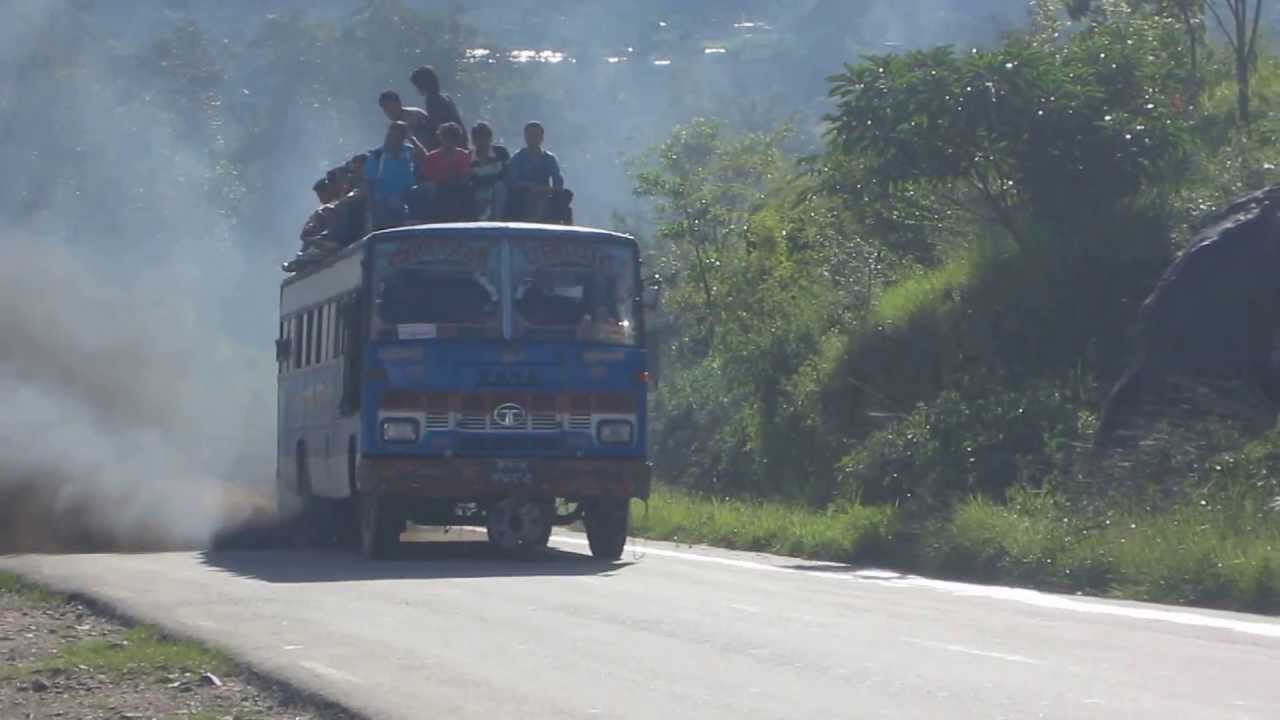 Smoke from bus polluting the freshness of Chobhar.