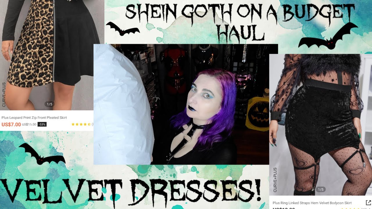 Goth on a Budget SHEIN gothic velvet dress HAUL witchy alternative styling 💜🦇💜