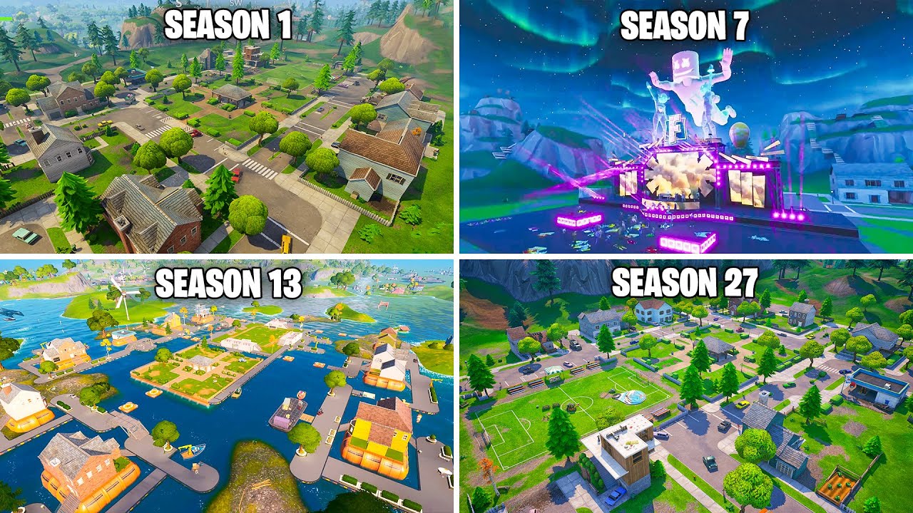Evolution of the Pleasant Park in Fortnite (Chapter 1 Season 1 - Chapter 4 Season 5 OG)