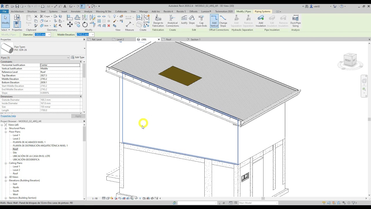 Revit, tutorial para colocar bajantes pluviales