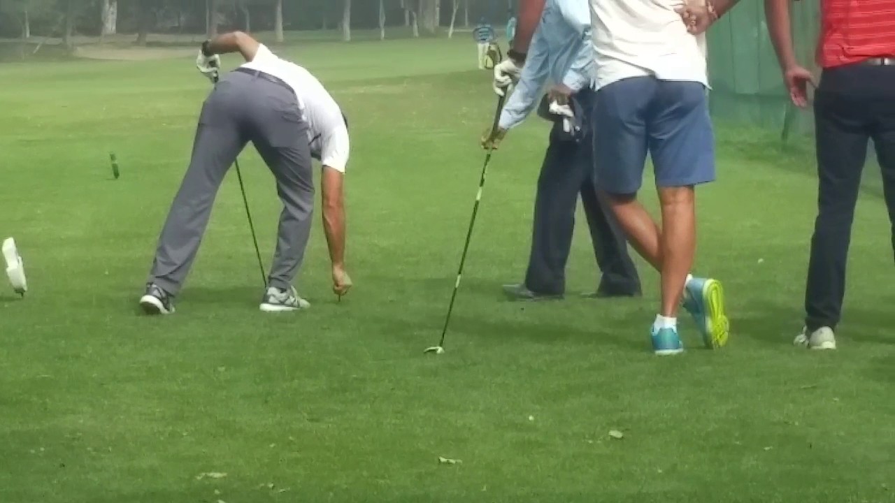 M.S. Dhoni honing his golf skills at Chandigarh Golf Club