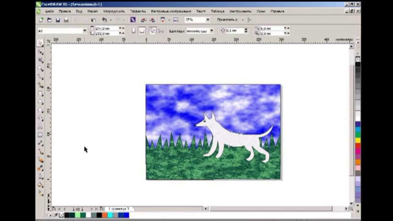 урок в corel draw, редактирование с помощью узлов. Собака из прямоугольника