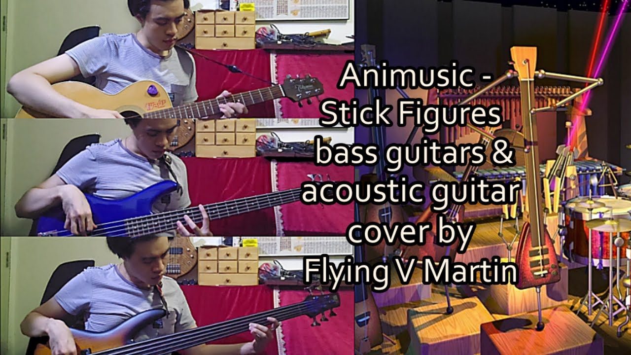 Animusic - Stick Figures | Bass & Acoustic Guitars Cover by Flying V Martin