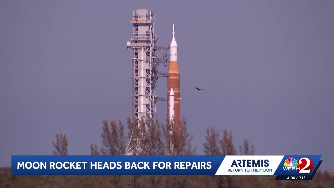 Artemis II rocket heads back to the Vehicle Assembly Building for repairs