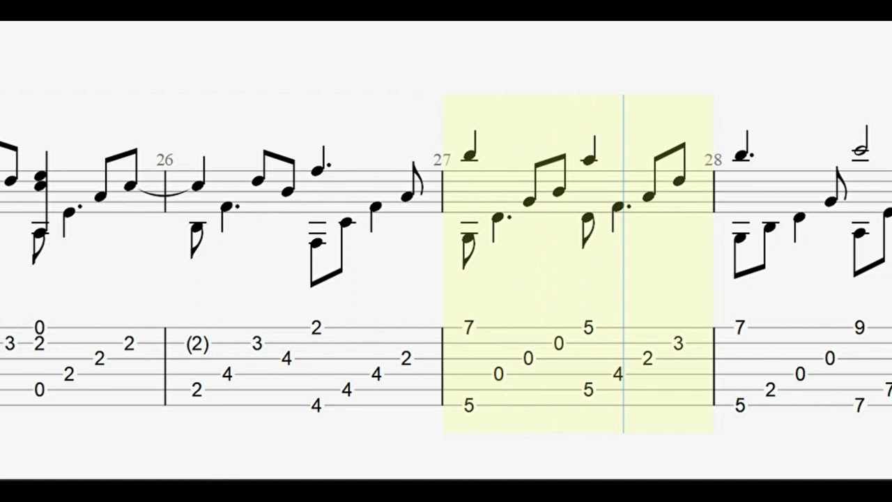 Johann Pachelbel: Canon in D with full tablature/sheet music for fingerstyle guitar