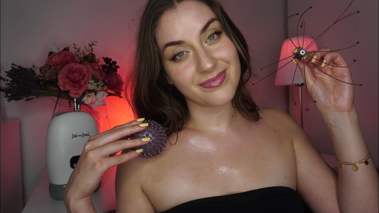 ASMR Deutsch MASSAGE AN MIR & DIR 💆🏽‍♀️  (Real Person Massage, Oil Massage, Tracing, Neck Massage)