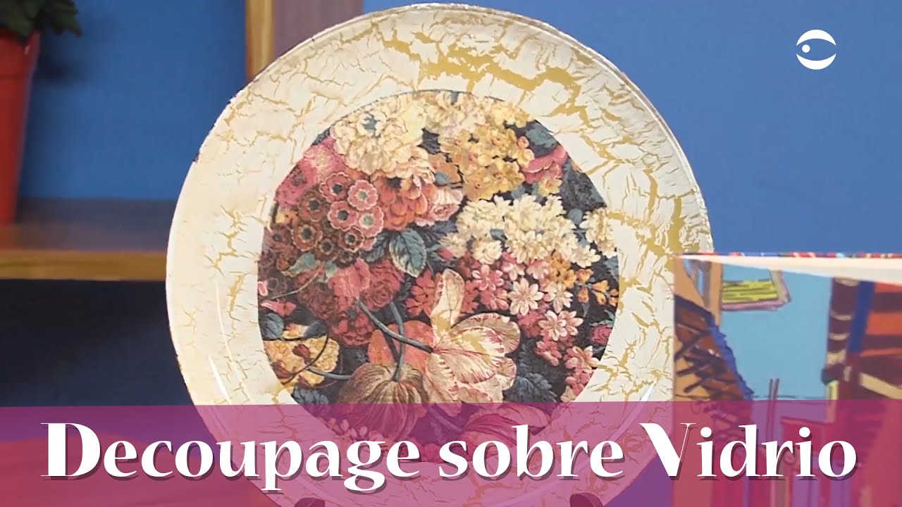 Aprenda y Venda -Decoupage sobre Vidrio Craquelado