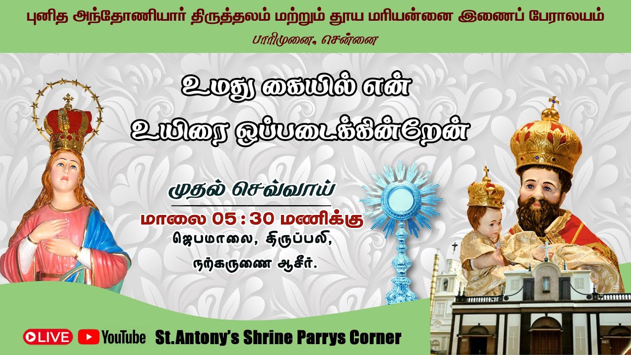 🔴 நேரலை | முதல் செவ்வாய் திருப்பலி | 06-05-25 | 05 : 30 Pm | புனித அந்தோணியார் திருத்தலம் | பாரிமுனை