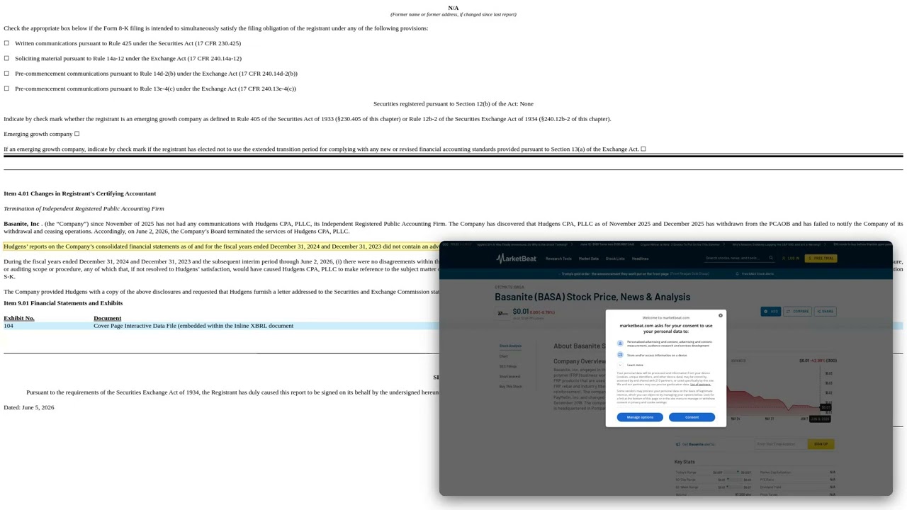 BASANITE Auditor Trouble: My Biggest Concern about the 8-K
