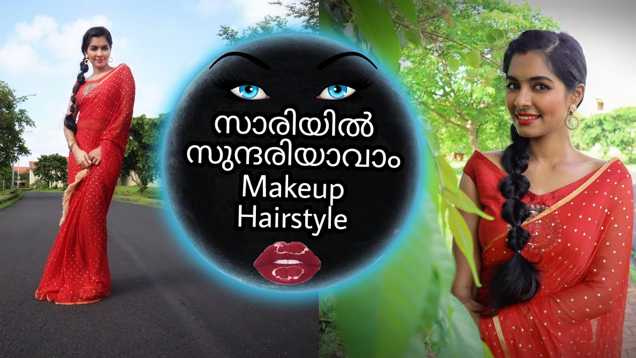 My SAREE LOOK|Affordable Makeup & 2 min hairstyle|₹500 Amazon saree review|Asvi Malayalam