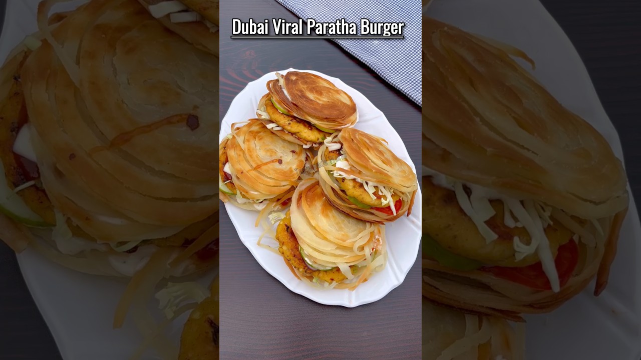 Простой рецепт вирусного бургера Паратха🍔 #tastemadeworld #trending #dubaiviralburger #parathabur...