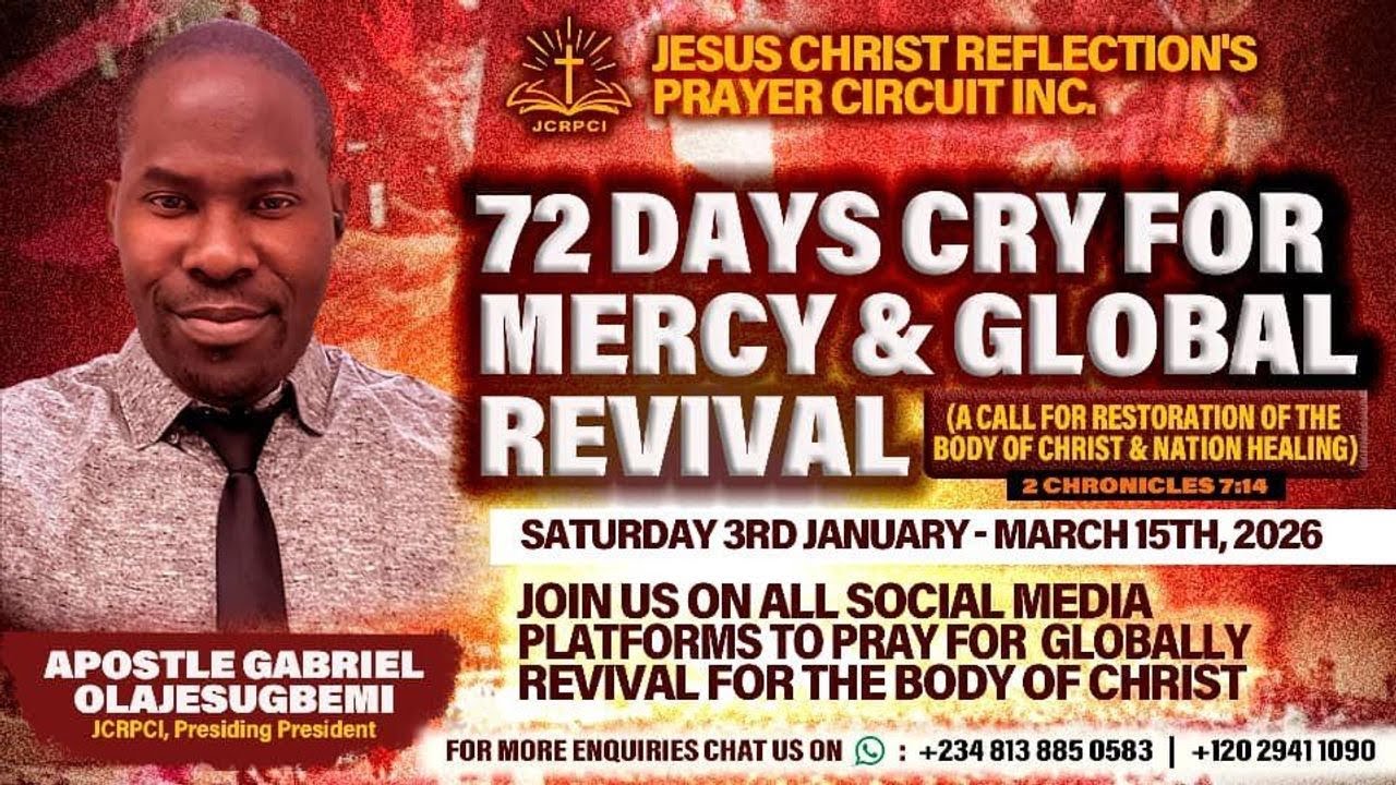 DAY 16- REVIVAL OF PRAYER || 72 DAYS CRY FOR MERCY & GLOBAL REVIVAL || APOSTLE GABRIEL. O