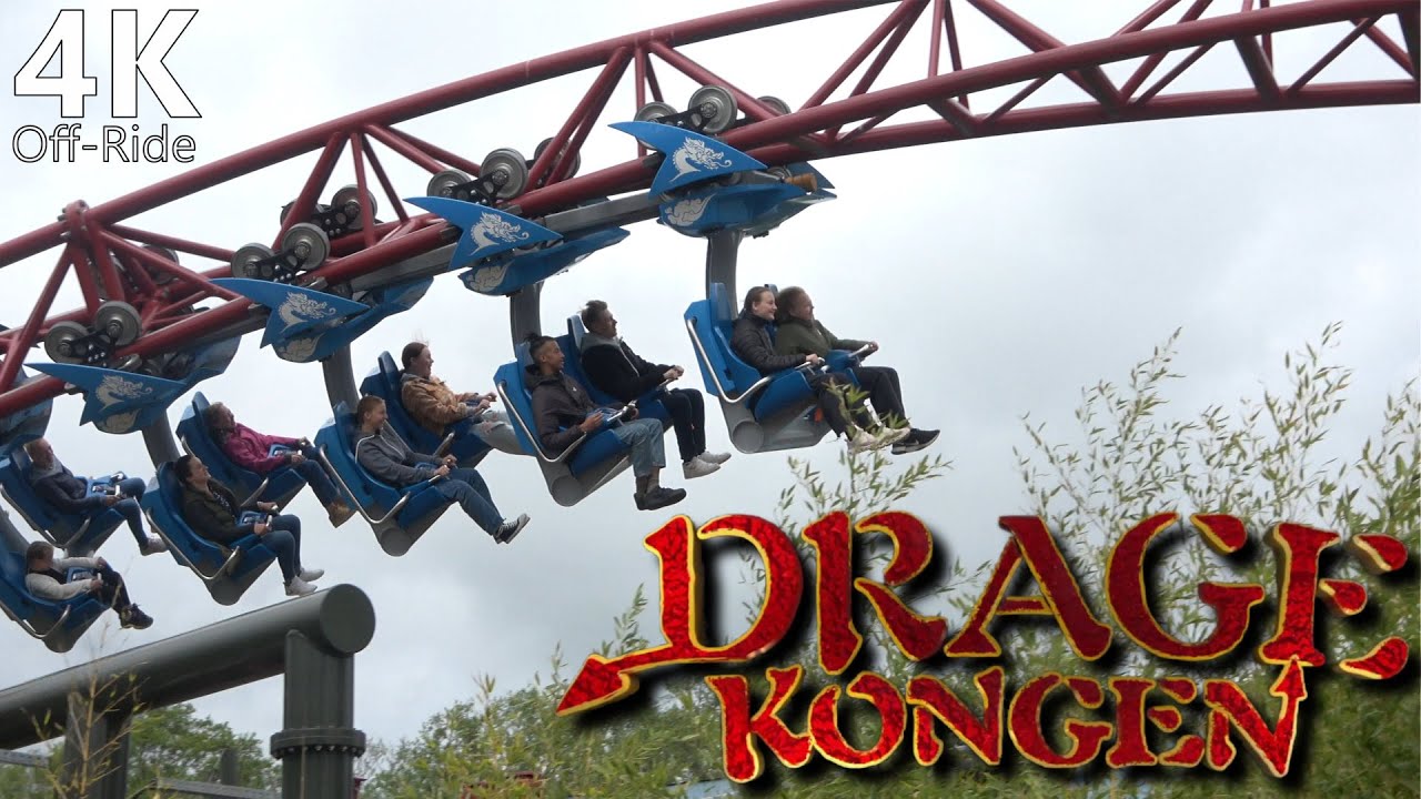Drage Kongen - 4K UHD Off-Ride - Djurs Sommerland - Intamin Family Inverted Coaster - Cinematic