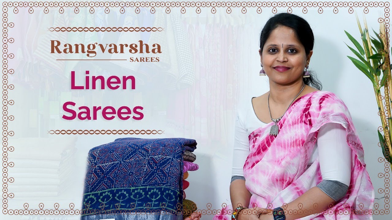 Linen Sarees - Printed linen sarees at affordable price