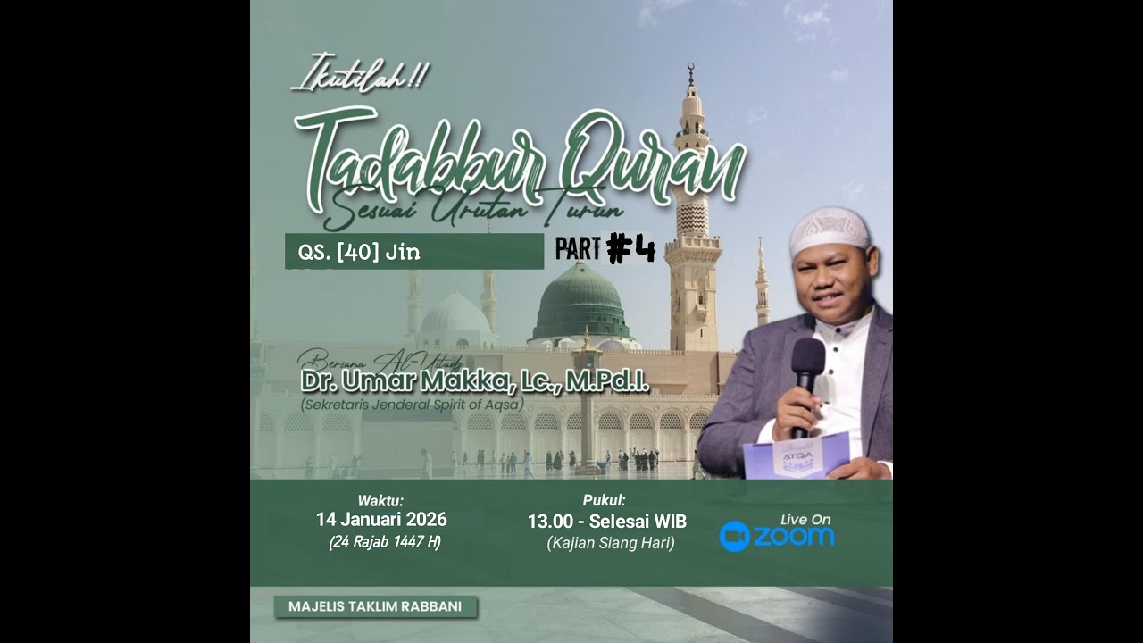 Kajian virtual Rabu tanggal 14 jan 2026 MT Rabbani : kajian tadabbur