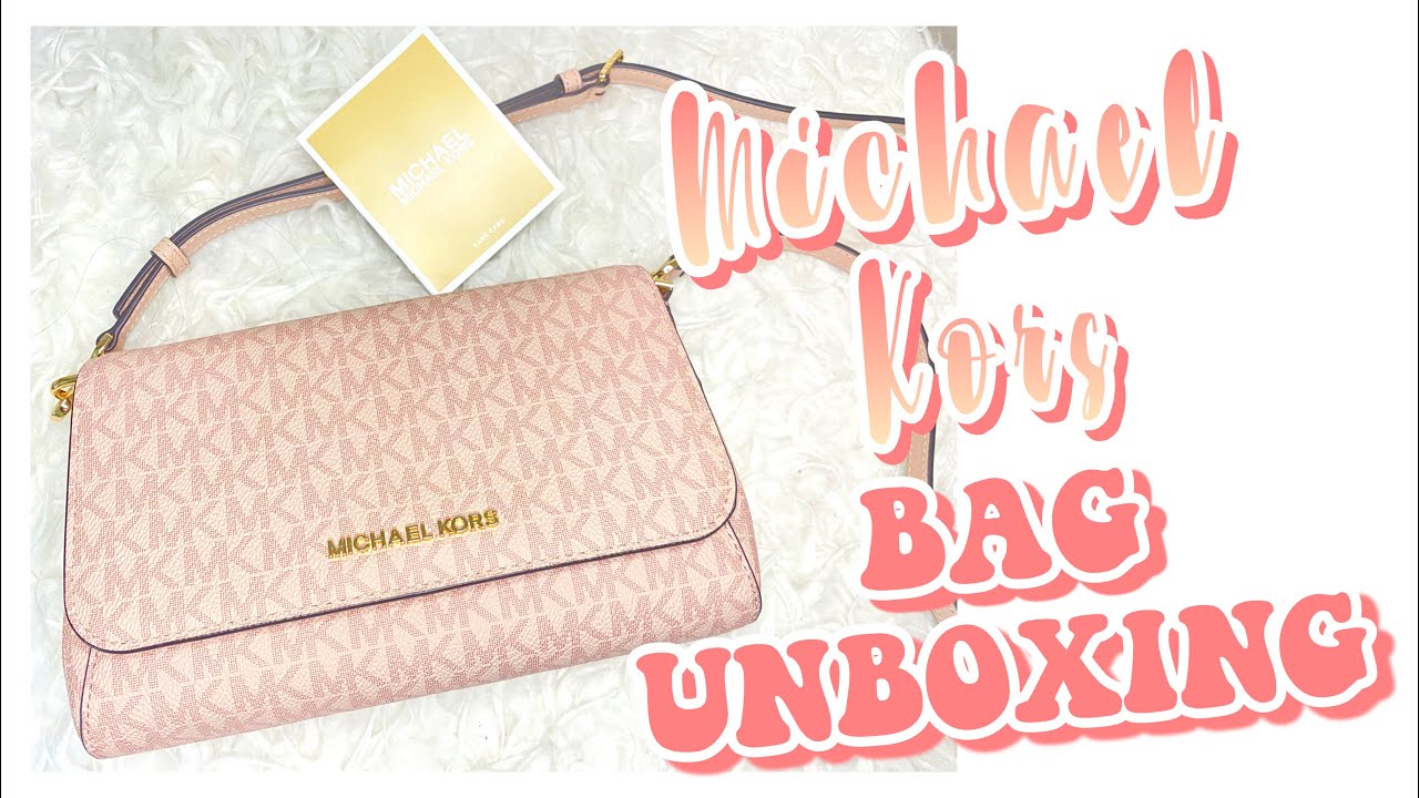 MICHAEL KORS PINK MEDIUM LOGO CONVERTIBLE CROSSBODY BAG UNBOXING 💕 | Marjorie Christy 🌷