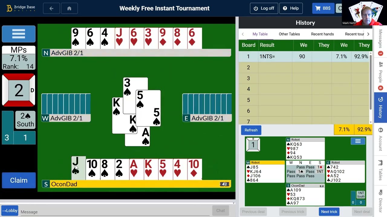 BBO Weekly Free Overall NT all wrong. Texas and balancing NT. Inside the Head of OconDad