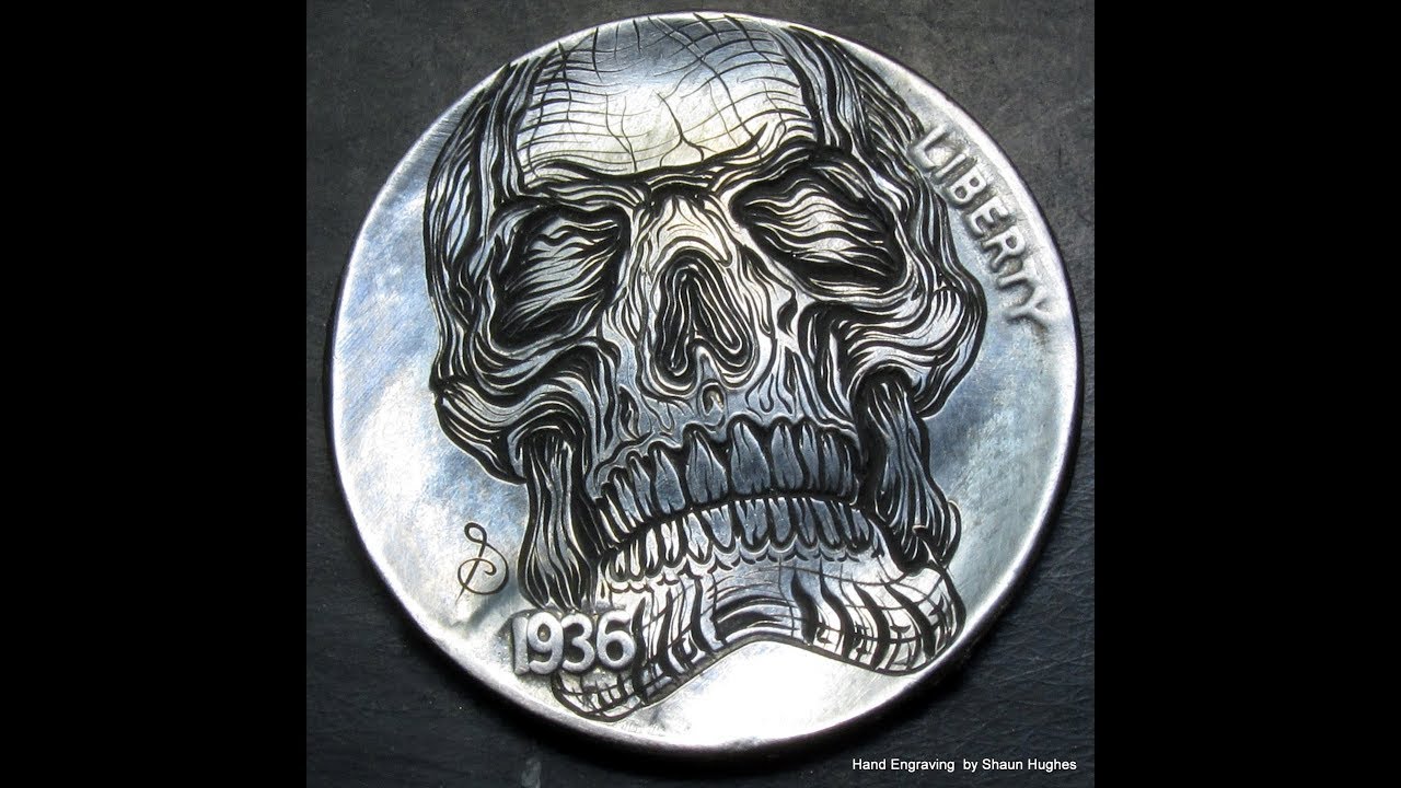 Deep Line Hand Engraved Skull Hobo Nickel From Start to Finish