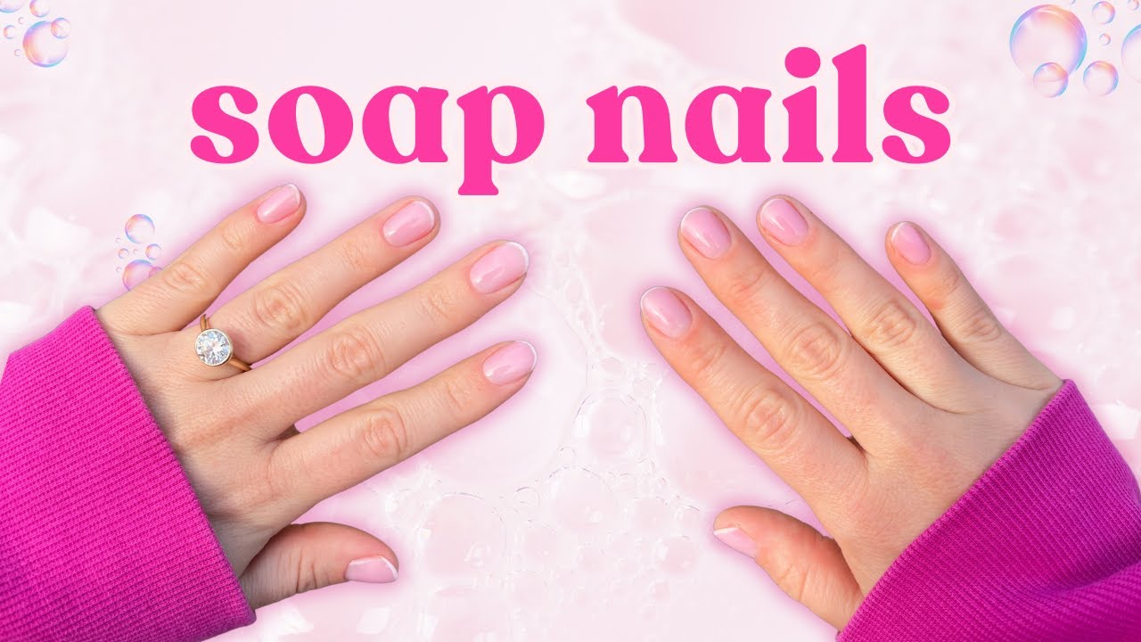 soap nails 🫧 e-file cuticle prep + builder gel application + barely there french manicure