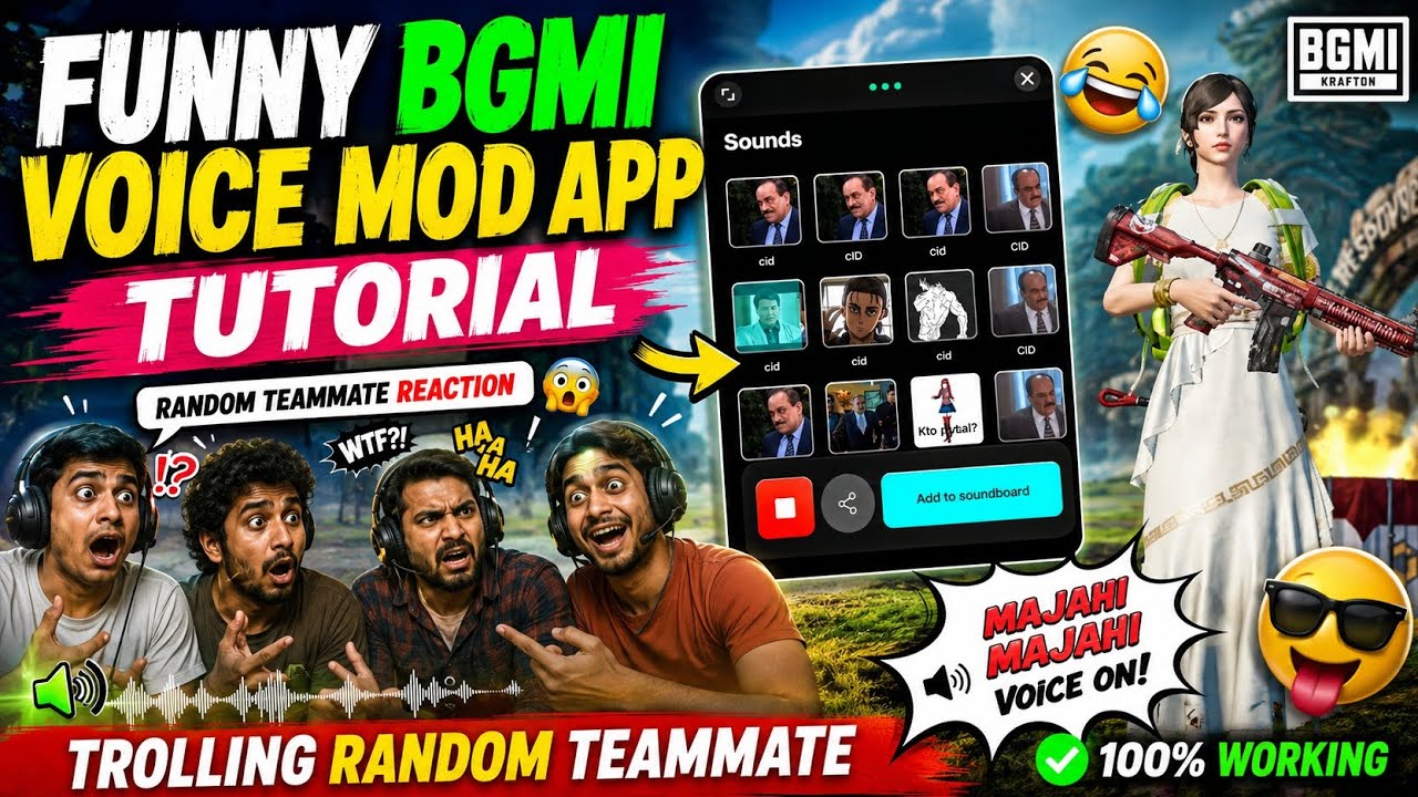 🎤 BGMI Voice Mod App Tutorial 😂 | Funny Prank on Random Teammates🔥 100℅ working#bgmi #best #tutorial