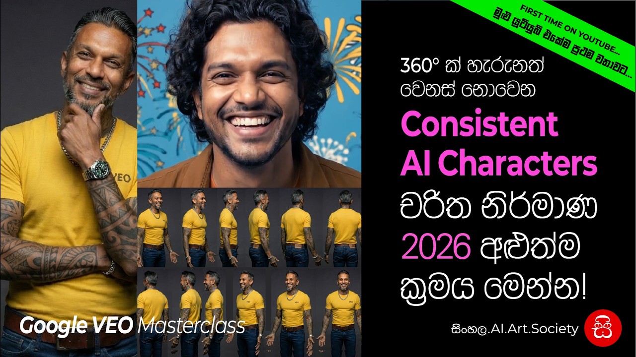 අංශක 360ක් හැරුනත් වෙනස් නොවෙන සාර්ථකම AI Video චරිත නිර්මාණ ක්‍රමය මෙන්න! Google Veo Masterclass: