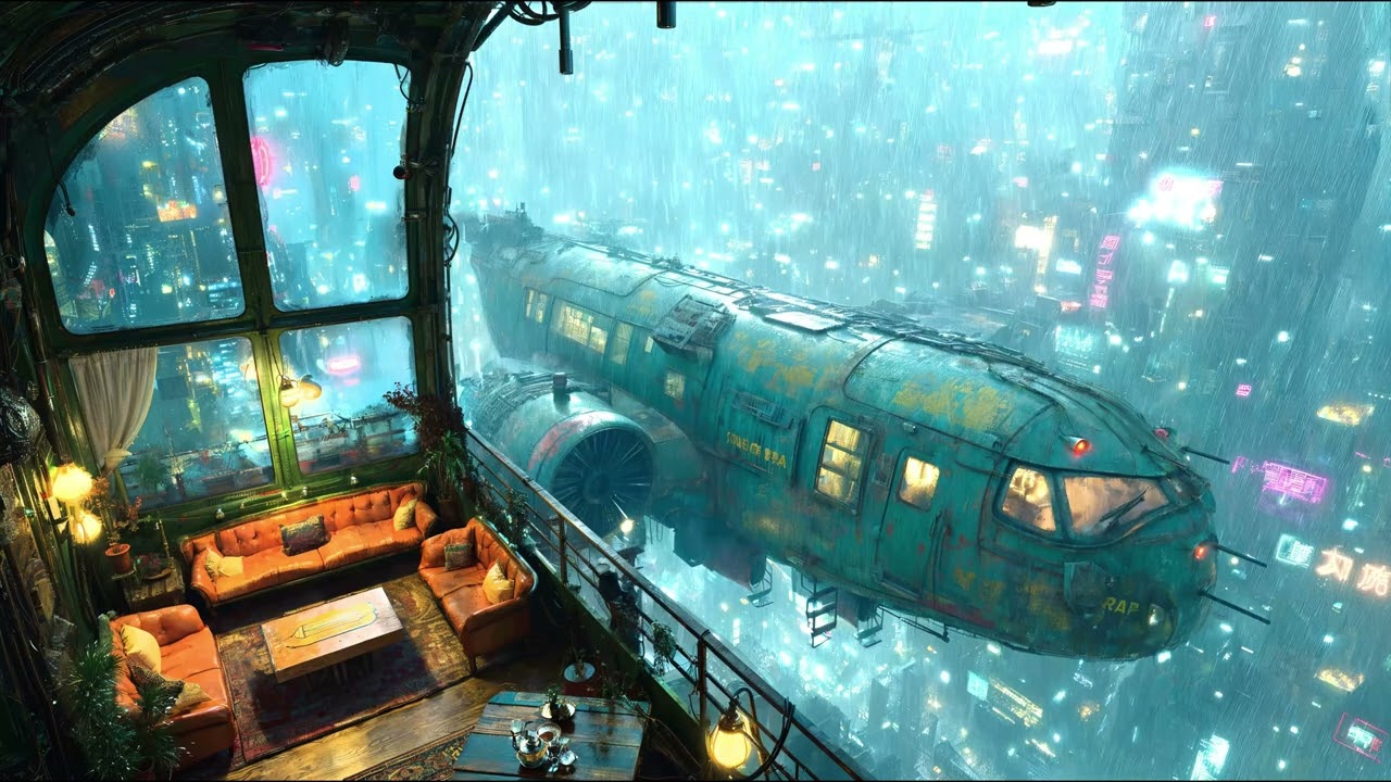 Cyberpunk Night Cabin 🌃 Lofi Beats & Rain Ambience for Deep Focus, Study & Chill | Neon City