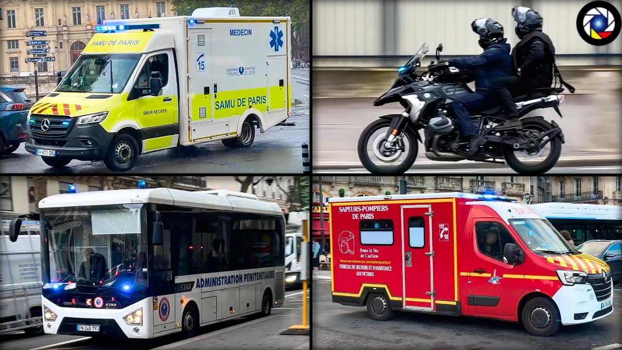 Véhicules d'Urgence en Intervention à PARIS (compilation)