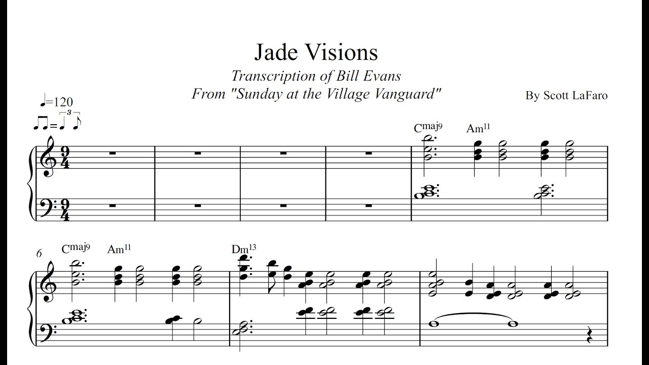 Bill Evans transcription - Jade Visions (Take 1)