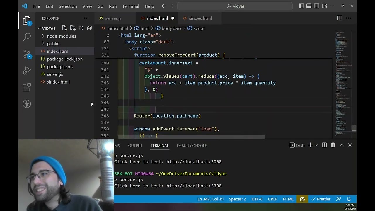Building a SPA in a single HTML file in vanilla JavaScript: Chapter Thirteen - Cart/Theme Storage