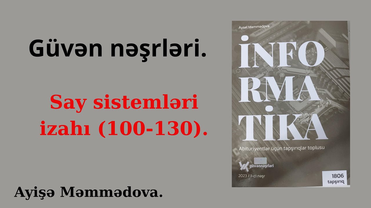 Say sistemləri testin izahı. (Güvən nəşriyyatı) (100-130). Ayişə Məmmədova (055-824-73-52)