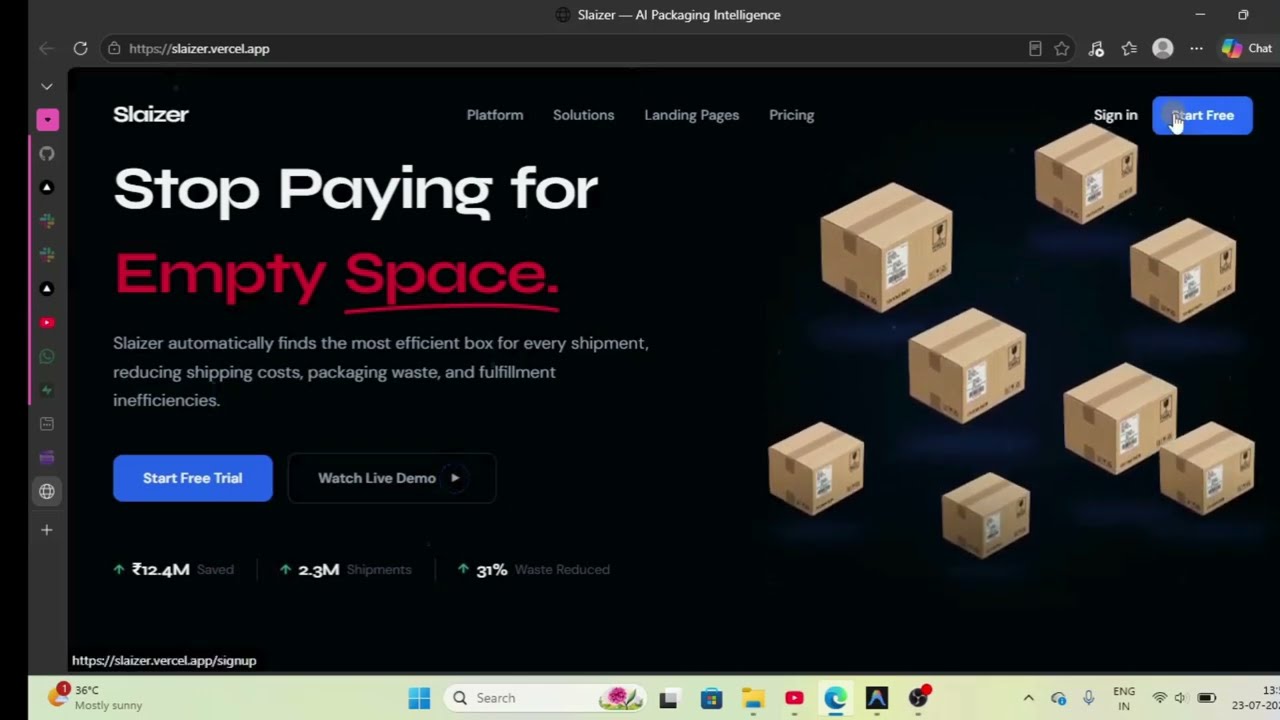 Slaizer Demo | AI-Powered Packaging Optimization Platform