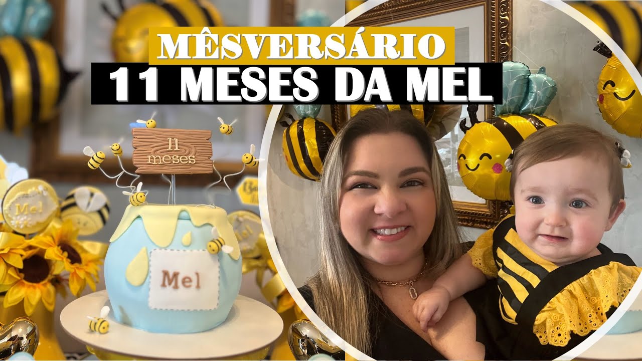 MESA POSTA ABELHINHA E FESTA DA MEL EM CASA COM MENU COMPLETO | DECORAÇÃO DE MÊSVERSÁRIO