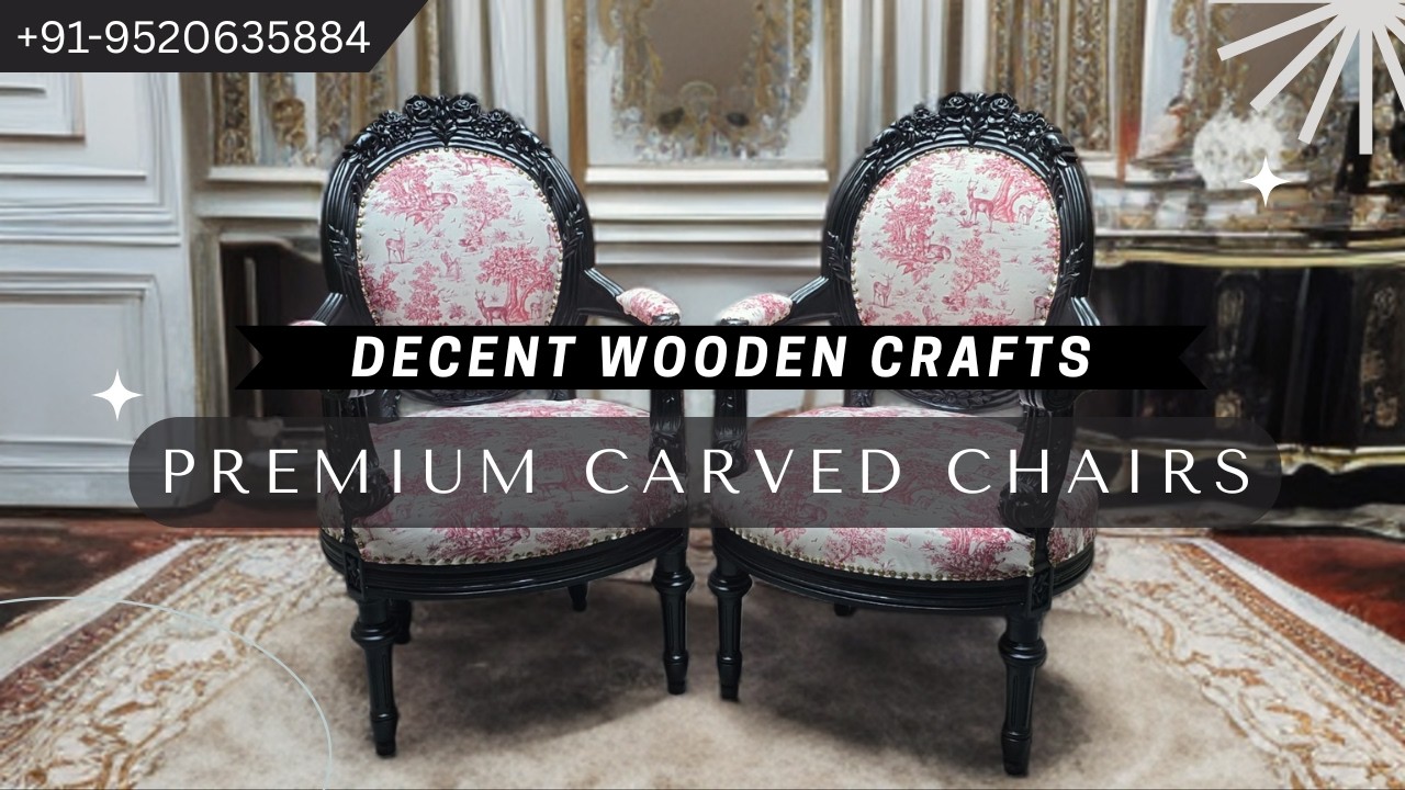 Premium Teak Wood Armrest Chair – Royal Handcrafted Black Finish Chair for Home, Office & Showroom