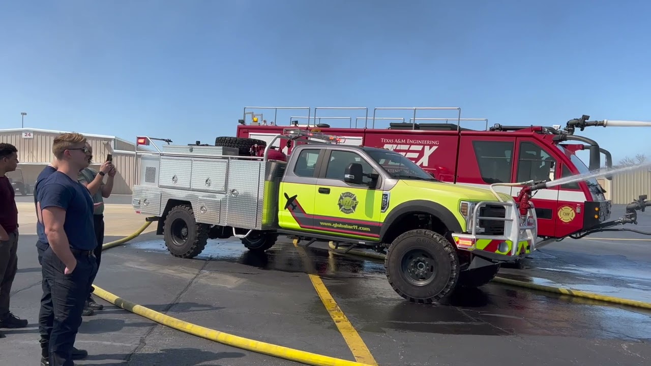 Global ARFF QRV Participating in a Live Burn at the Texas Annual Spring Fire Training School