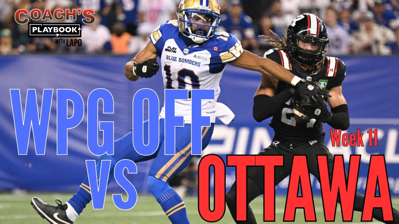 Winnipeg Blue Bombers Offense vs Ottawa REDBLACKS using Coaches flim