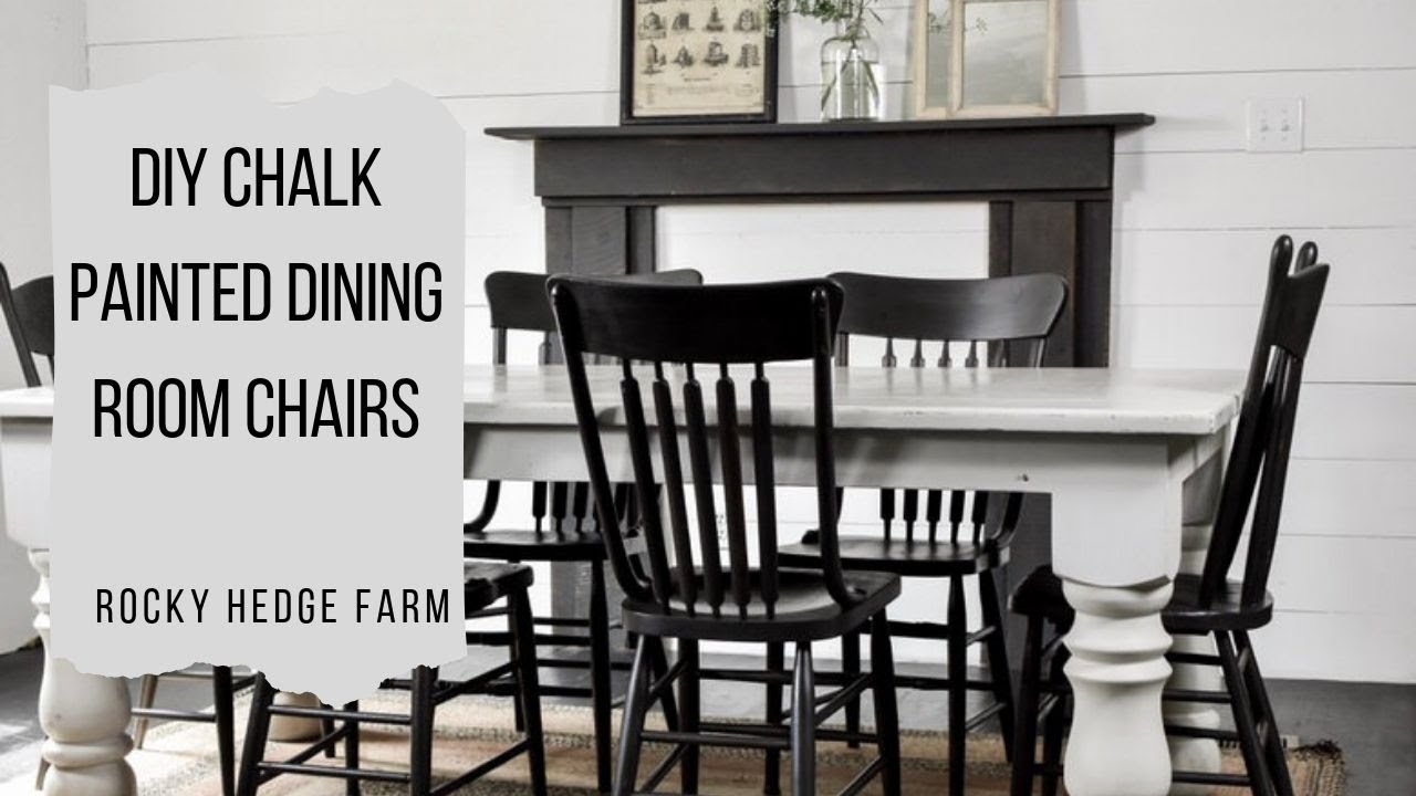 Rustic Black Chalk Painted Dining Room Chairs