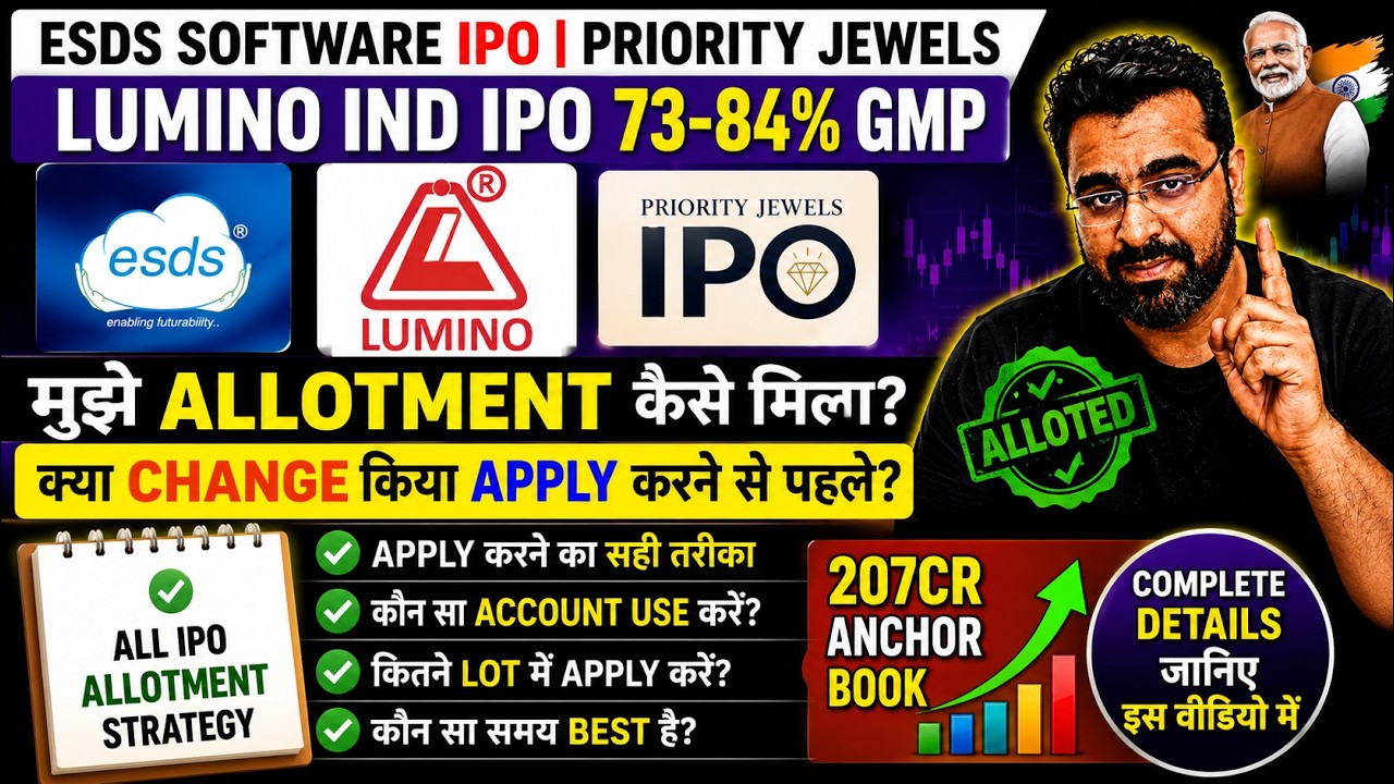 ESDS SOFTWARE IPO💥LUMINO IND IPO💥PRIORITY JEWELS IPO💥73-84% GMP💥₹82 SHARE💥ANCHOR BOOK💥IPO ANALYSIS