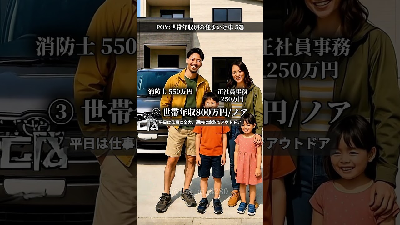 【偏見】世帯年収別の住まいと車 #ai #pov