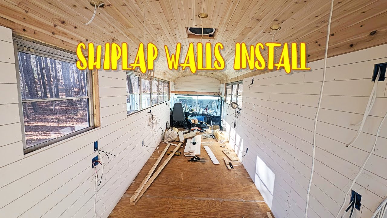 How To Install Shiplap Walls In A Skoolie (School Bus Conversion)
