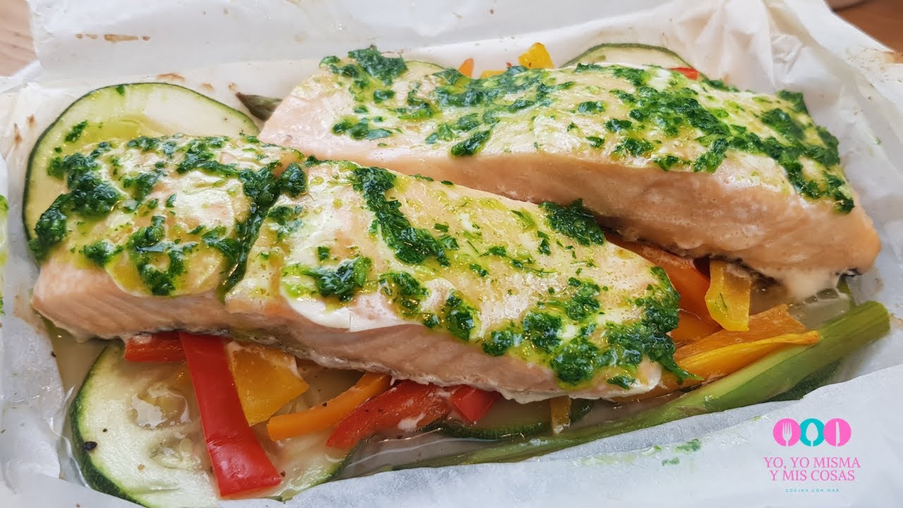 ⭐ Salmon en papillote con verduras muy fácil ⭐
