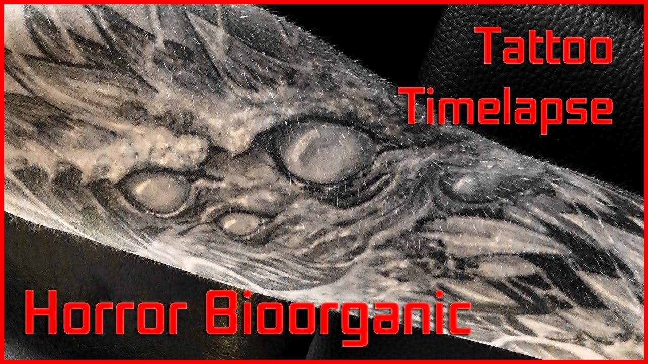 Horror bioorganic freehand tattoo timelapse