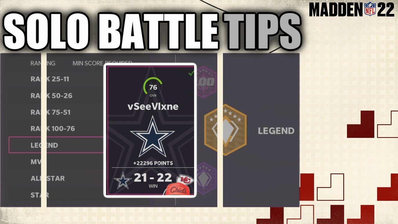 HOW TO GET HIGH SCORE IN SOLO BATTLES | NO MONEY SPENT | MADDEN 22 | MUT HELP | SOLO BATTLES TIPS